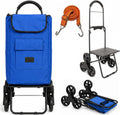 Shopping Cart, Super Loading Stair Climber 220 lbs Capacity, Grocery Foldable Trolley with Extra Large Shopping Bag Laundry Utility Cart with Adjustable Bungee Cord, blue